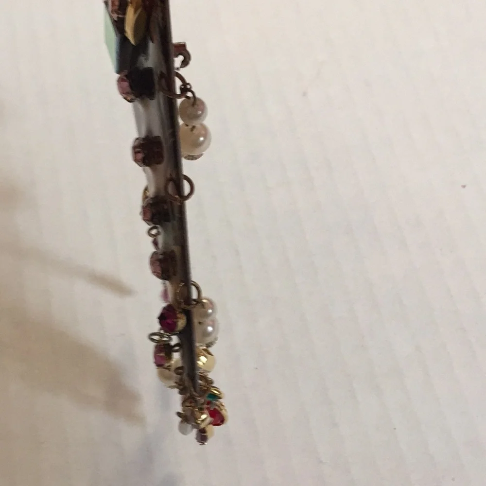 Vintage 80s Mod Long Enamel Gems Pearls Dangles​